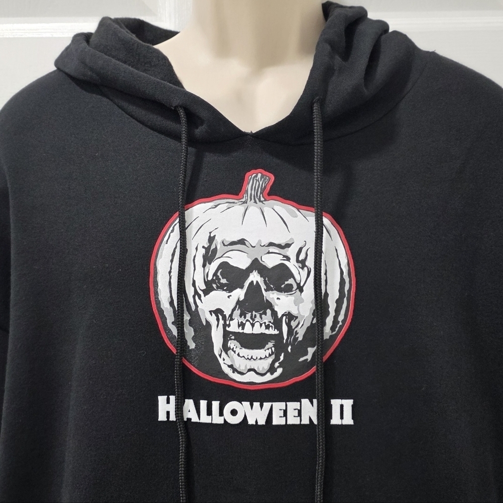 Halloween II Pumpkin Skull Hoodie Michael Myers Black Pullover Size L - Picture 4 of 10